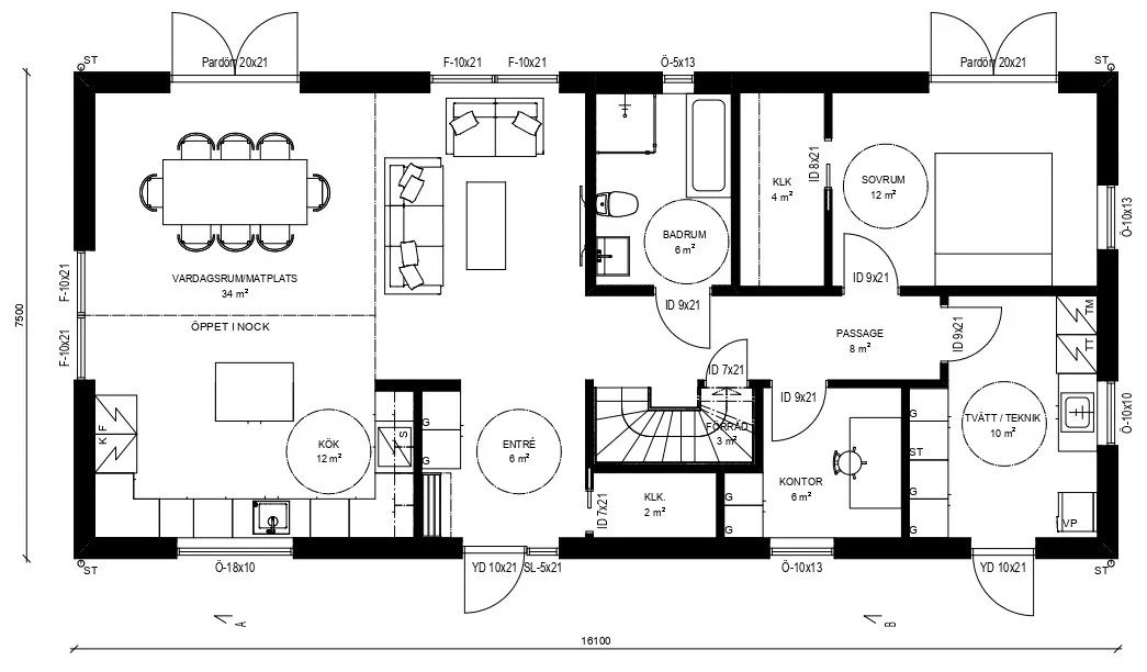 Planritning Villa Bäckbo — Plan 1